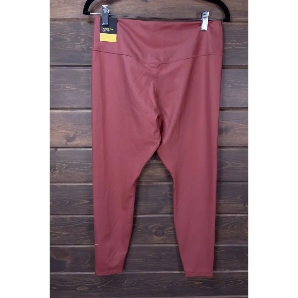 Nike One Dri-FIT Women's Leggings Pink Size L Mid Rise 7/8 Tight Fit NWT